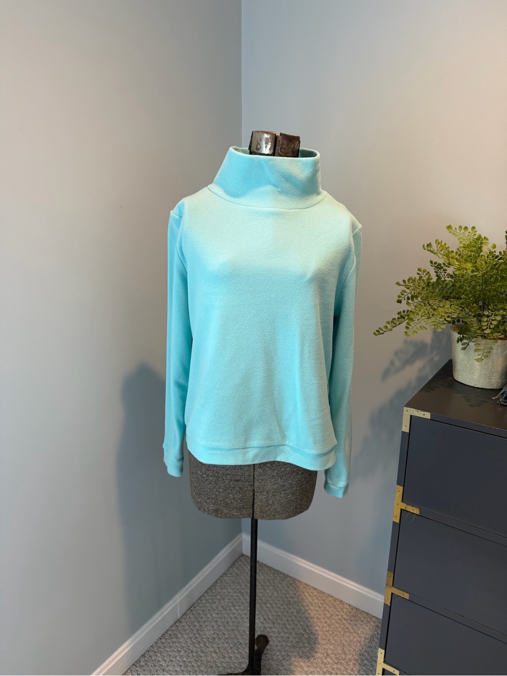 Dudley Stephens Light Aqua Turtleneck Sweater